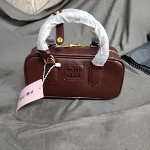 MIU MIU BROWN LEATHER HANDBAG WITH TOP HANDLES