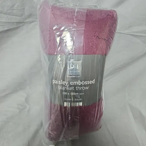PAISLEY EMBOSSED BLANKET THROW – MAGENTA, 130 X 160 CM (APPROX)