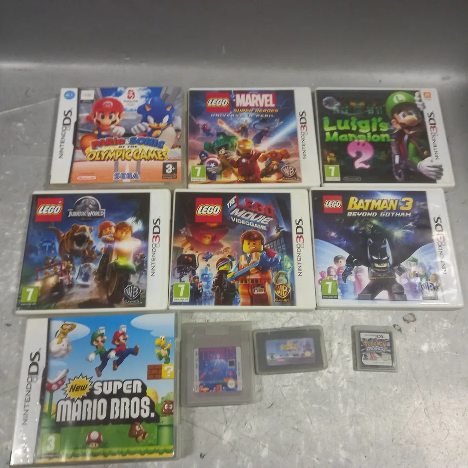 NINE ASSORTED NINTENDO GAMES FOR VARIOUS CONSOLES TO INCLUDE;