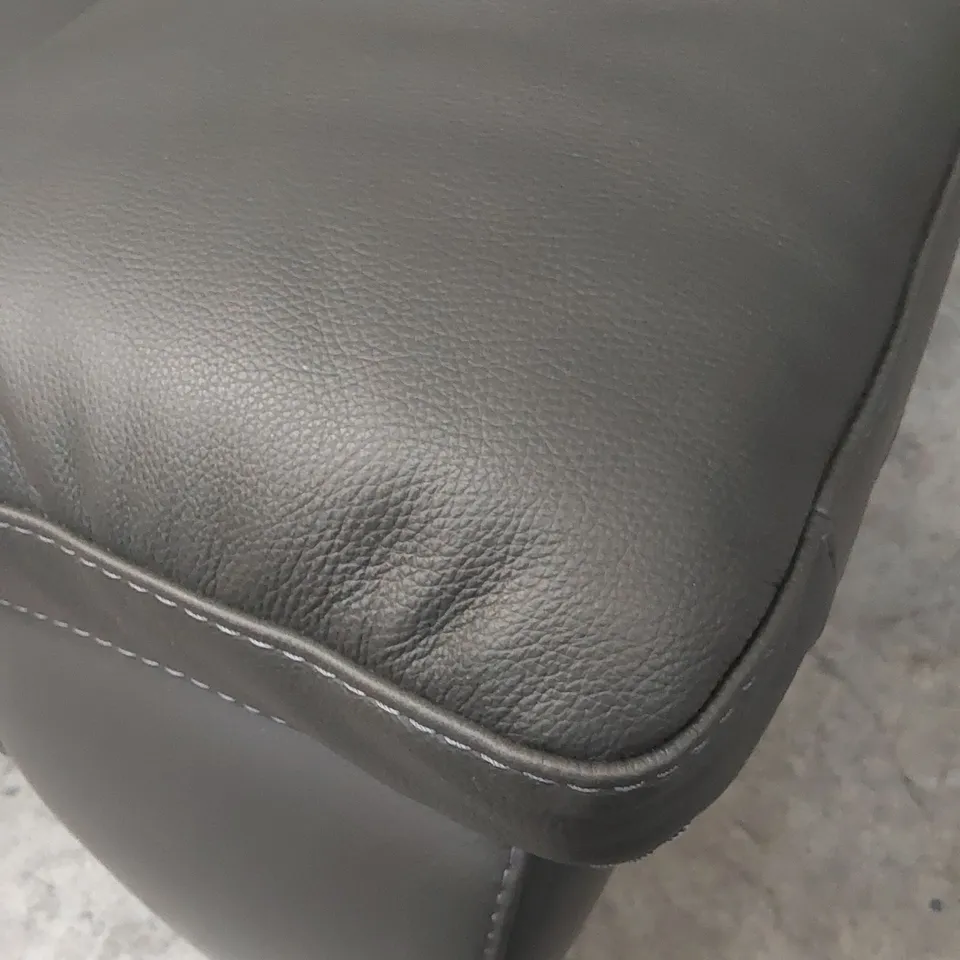 QUALITY DESIGNER ITALIAN MADE DEGANO 3 SEATER, 2 ELECTRIC MECHANISM RECLINER SOFA IN SLATE GREY LEATHER 