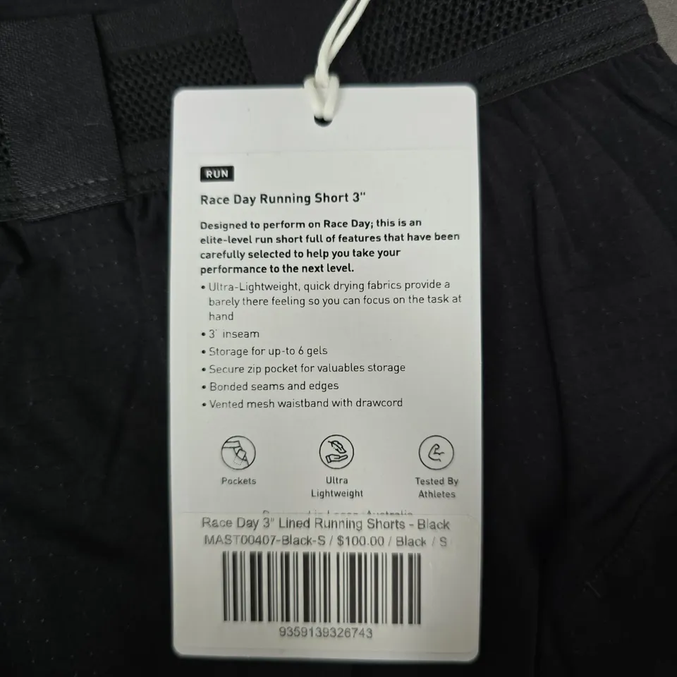 LSKD RACE DAY RUNNING SHORTS – BLACK - SIZE S
