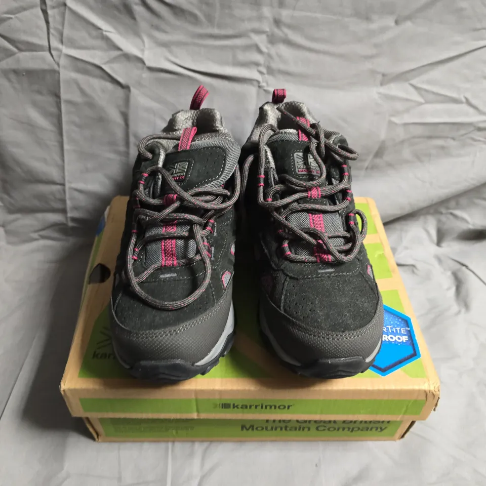 BOXED PAIR OF KARRIMOR MOUNT LOW LADIES 9 WEATHERTITE WALKING SHOES - UK SIZE 5