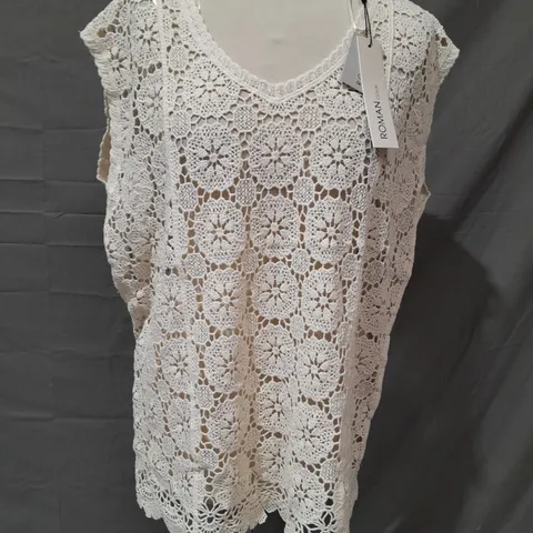 ROMAN COTTON CROCHET VEST IN NATURAL - 10