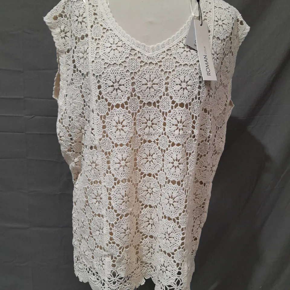 ROMAN COTTON CROCHET VEST IN NATURAL - 10
