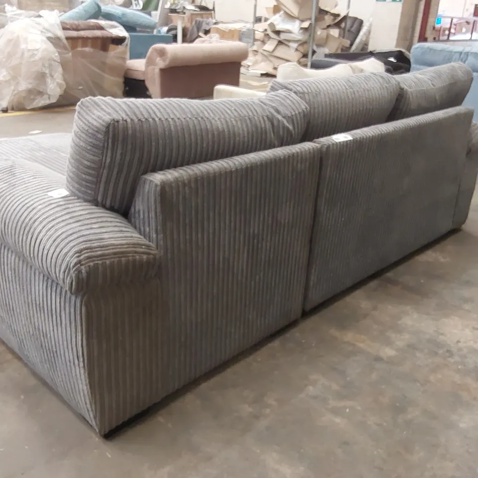 AMALFI STANDARD BACK FABRIC RIGHT HAND 3 SEATER CHAISE SOFA - CHARCOAL 