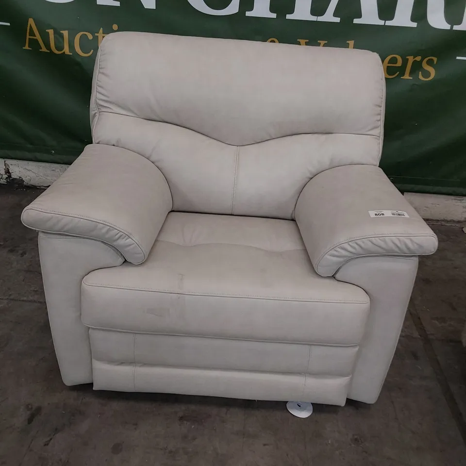 QUALITY BRITISH DESIGNER G PLAN EASY CHAIR CAMBRIDGE BEIGE LEATHER 