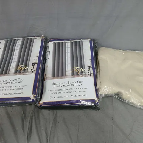 BOX OF APPROXIMATELY 5 ASSORTED CURTAINS IN VARIOUS COLOURS, STYLES AND SIZES