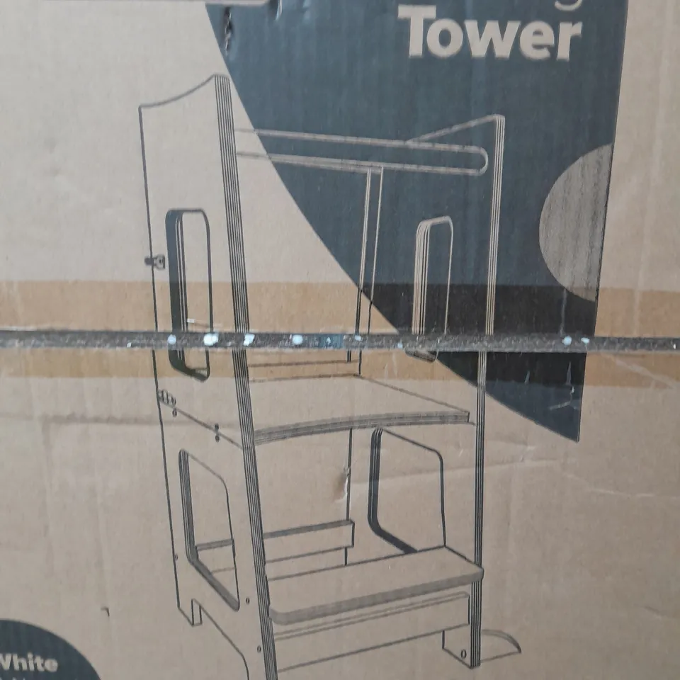 BOXED KIDOOLA LEARNING TOWER - WHITE & NATURAL