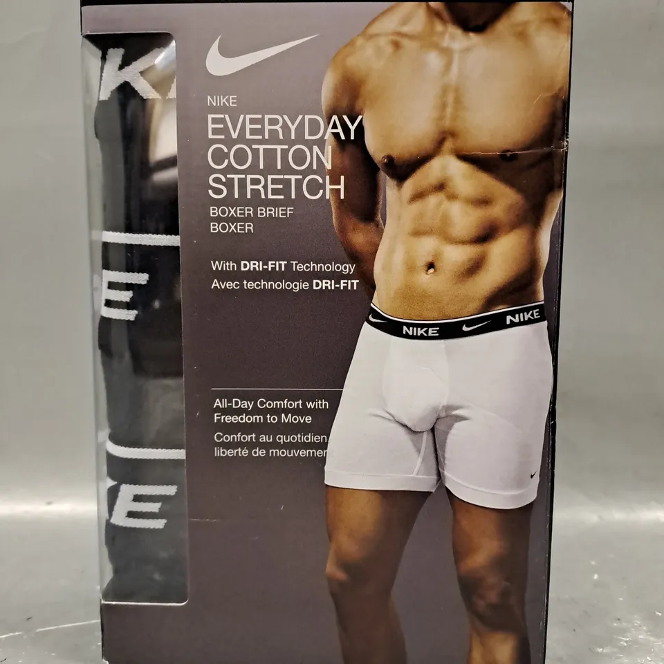 NIKE EVERYDAY COTTON STRETCH BOXER BRIEFS IN BLACK (3 PAIRS) SIZE XL