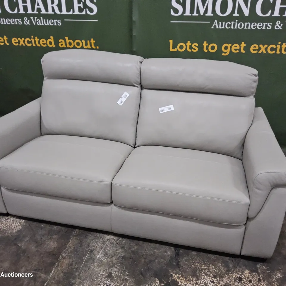 QUALITY ITALIAN DESIGNER ADRIANO THREE SEATER SOFA GREY LEATHER 