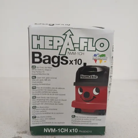 NUMATIC HEPA-FLO VACUUM CLEANER BAGS NVM-1CH X10