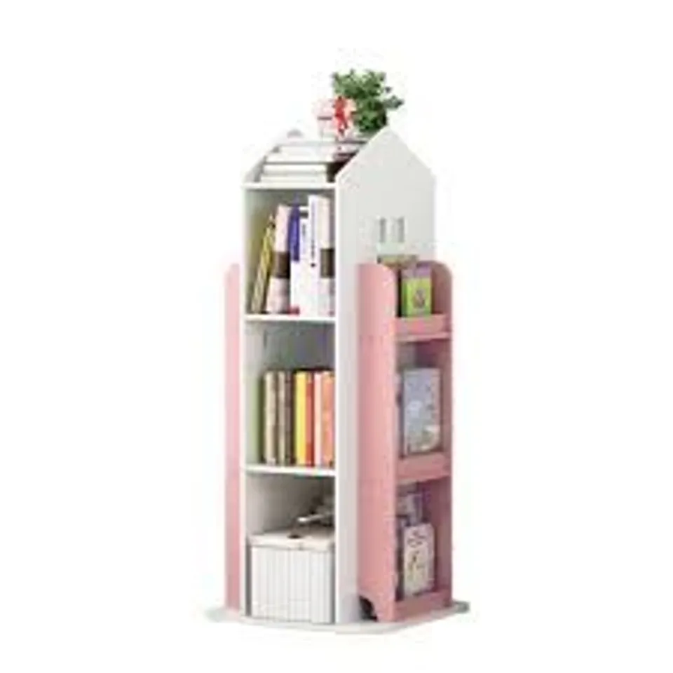 BOXED NEO HOUSE SHAPED 360 ROTATING KID'S FREESTANDING BOOKSHELF