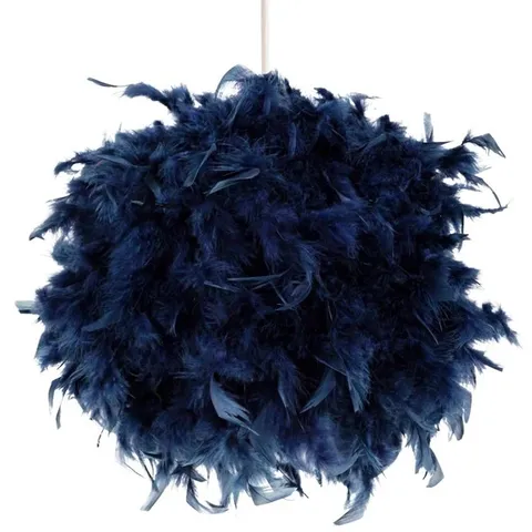 BOXED ARN 30CM H SILK/SHANTUNG SPHEREVPENDANT SHADE - MIDNIGHT BLUE