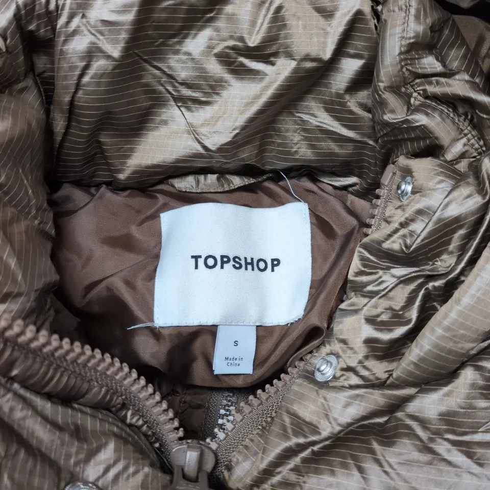 TOPSHOP BROWN METALLIC PUFFER JACKET – SIZE S