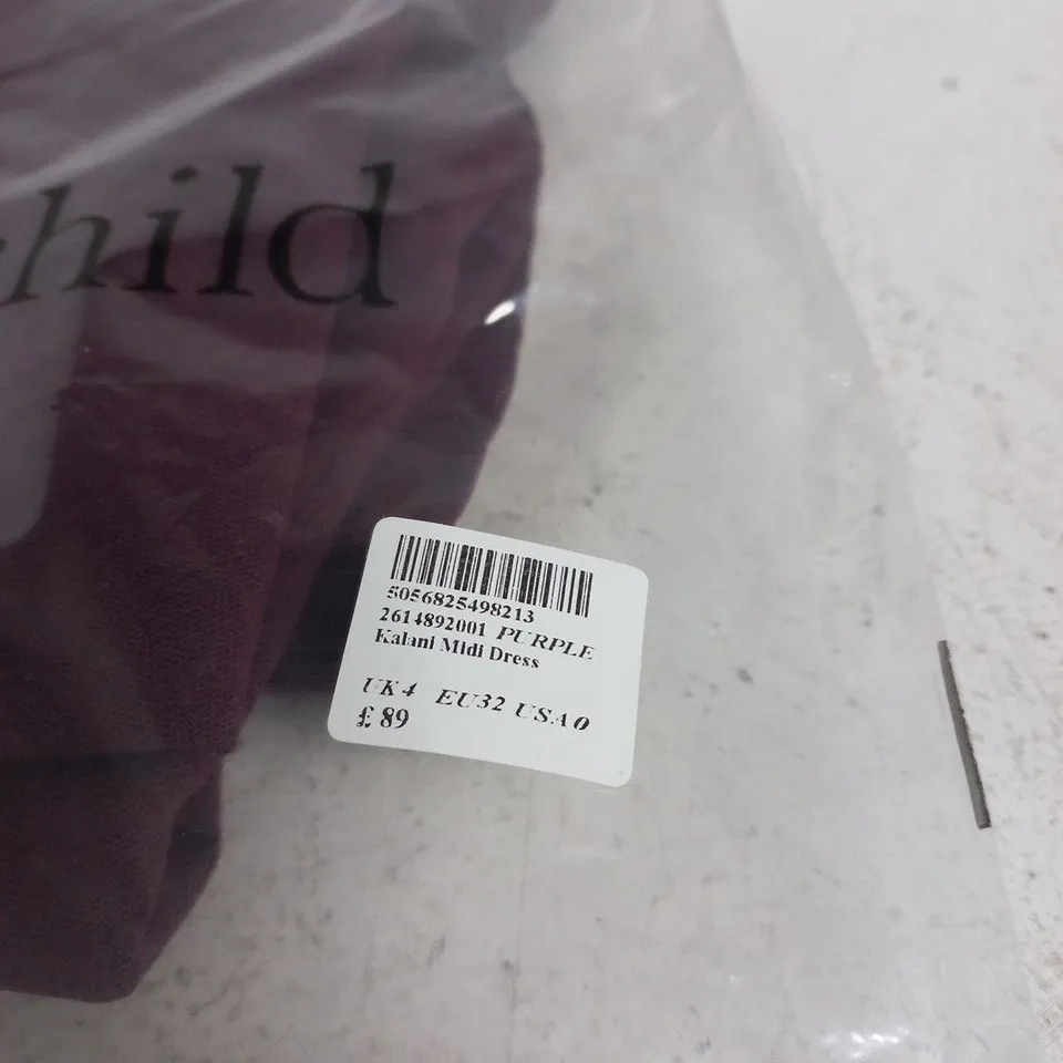 NOBODY'S CHILD MIDI DRESS – PURPLE, UK 4