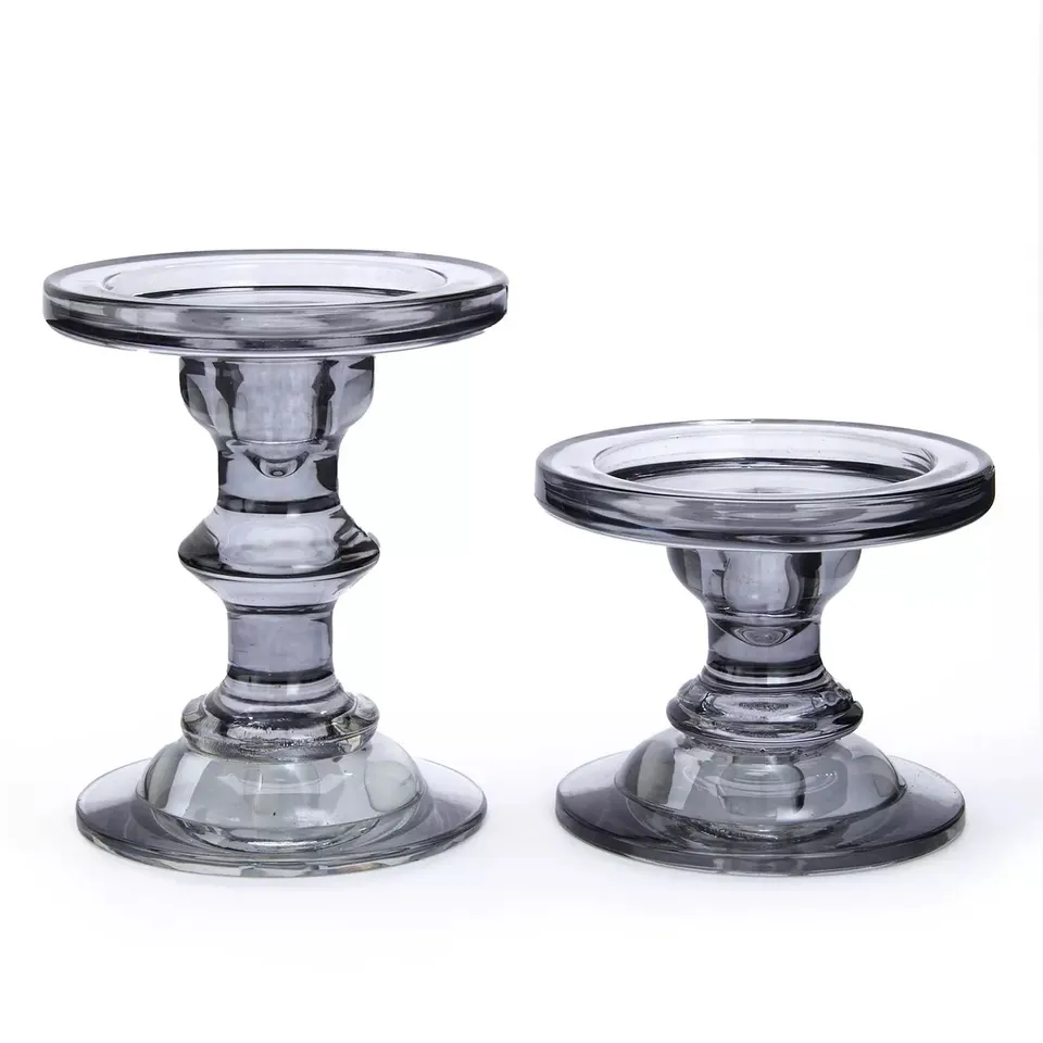  SMOKED GLASS CANDLE HOLDERS RRP £20