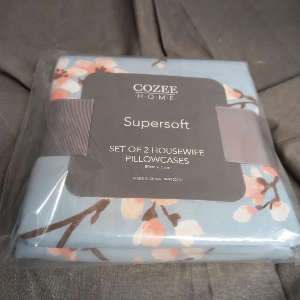 SUPERSOFT BY COZEE HOME LIMITED EDITION CHERRY BLOSSOM SET OF 2 HOUSEWIFE PILLOW CASES 