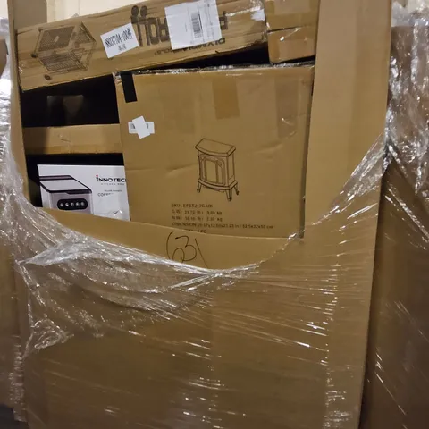 PALLET OF ASSORTED ITEMS TO INCLUDE, ELECTRIC STOVE STYLE HEATER, INN9TECK BARISTA COFFEE MACHINE, FOLDING SHOPPING TROLLEY.