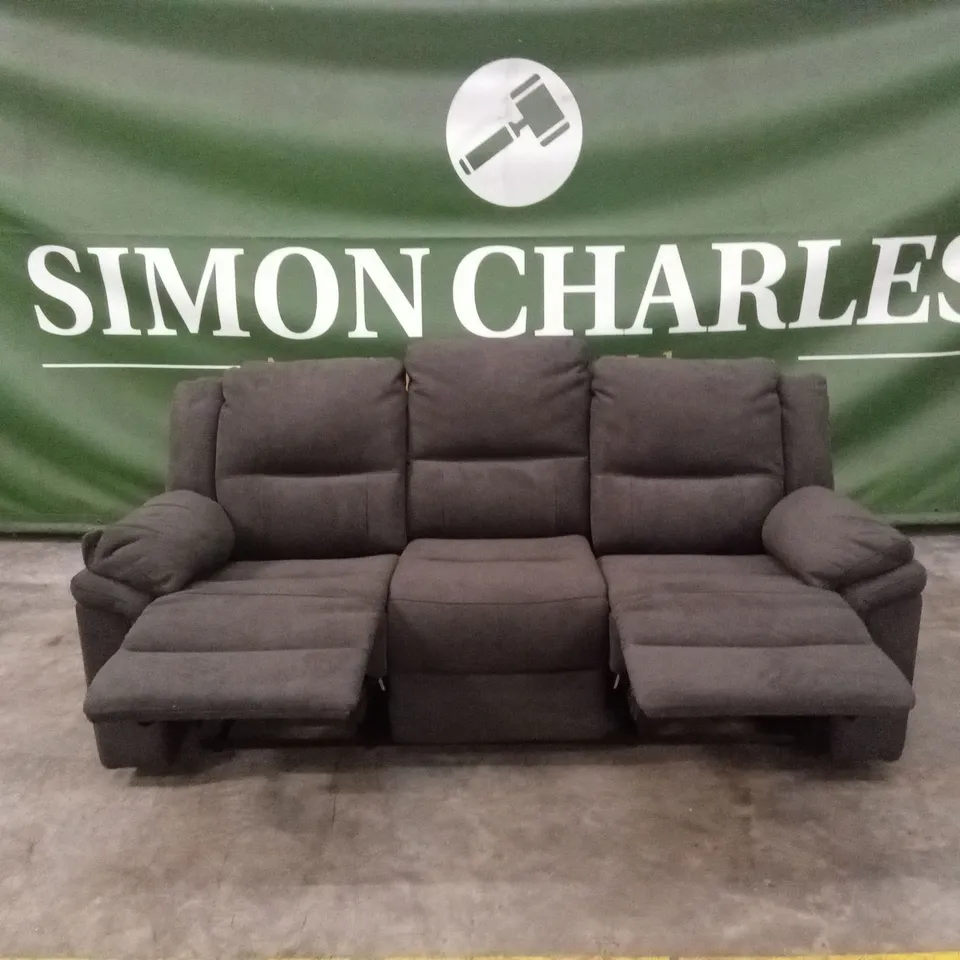 ALBION FABRIC 3 SEATER HIGH BACK MANUAL RECLINER SOFA - CHARCOAL RRP £749
