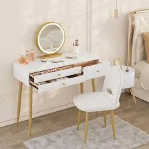 BOXED ETCHEMIN DRESSING TABLE WITH MIRROR - WHITE