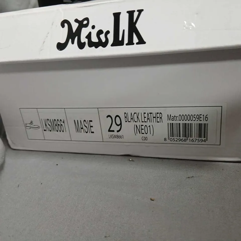 MISS LK GIRLS' BLACK LEATHER MARY JANE SHOES WITH BOW – SIZE 29