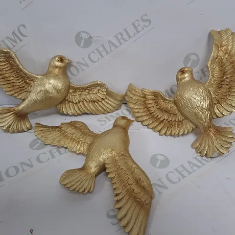 BOX OF 3 DECORATIVE GOLDEN BIRDS