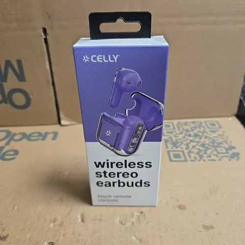 CELLY WIRELESS STEREO EARBUDS, TOUCH REMOTE CONTROLS. BOXED