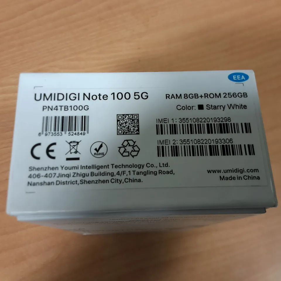 BOXED UMIDIGI NOTE 100 5G 8/256GB IN STARRY WHITE 