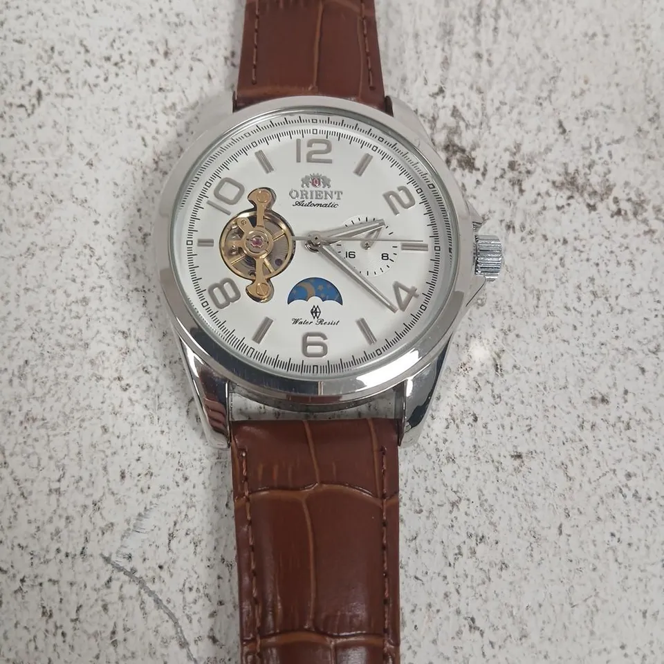 ORIENT AUTOMATIC SKELETON MOONPHASE WATCH – BROWN LEATHER STRAP