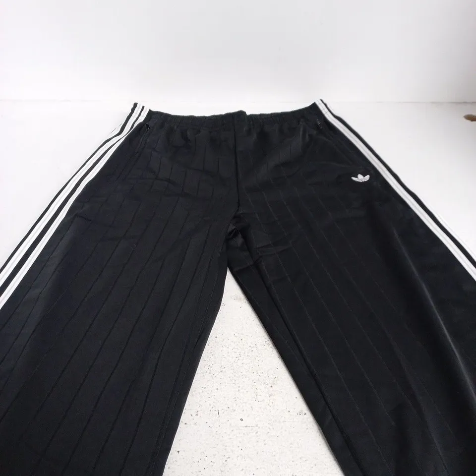 ADIDAS BLACK TRACK PANTS WITH WHITE STRIPES – UK L (MEN'S)