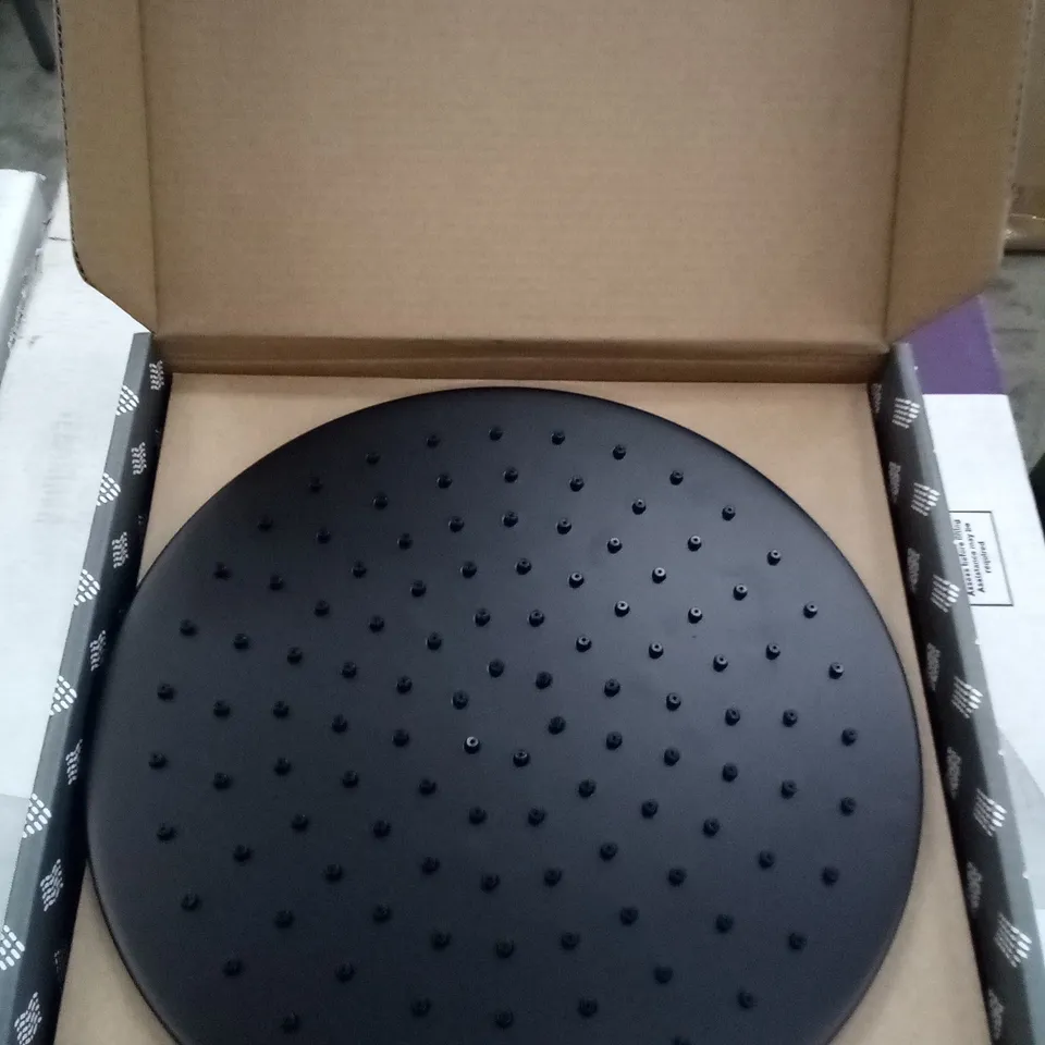 BOXED AQUADRY ROUND FIXED SHOWER HEAD 250MM - BLACK