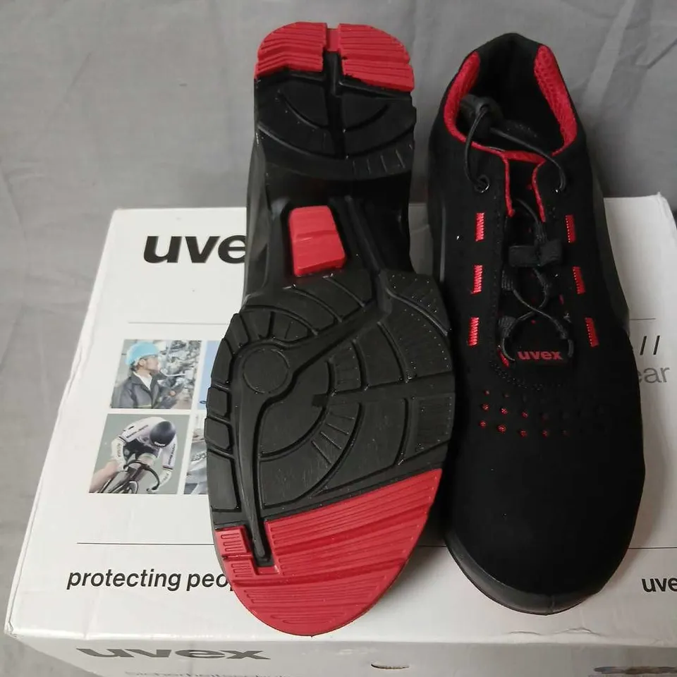 UVEX 1 X-TENDED SAFETY SHOES – BLACK/RED, UK SIZE 6 (EU 39)