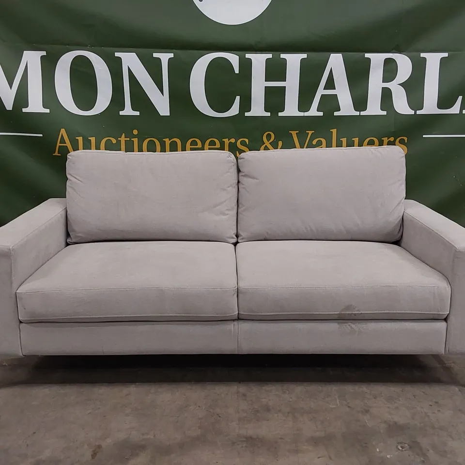 BALTIMORE DOVE GREY PLUSH FABRIC 3 SEATER SOFA
