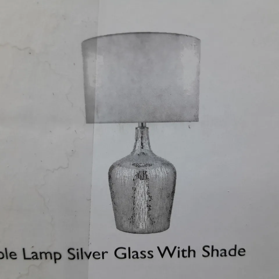 BOXED DAR LIGHTING LOLEK TABLE LAMP SILVER GLASS WITH SHADE 