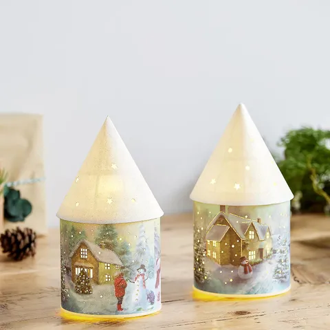 SANTA EXPRESS SET OF 2 PRE LIT CHRISTMAS SCENE HOUSES