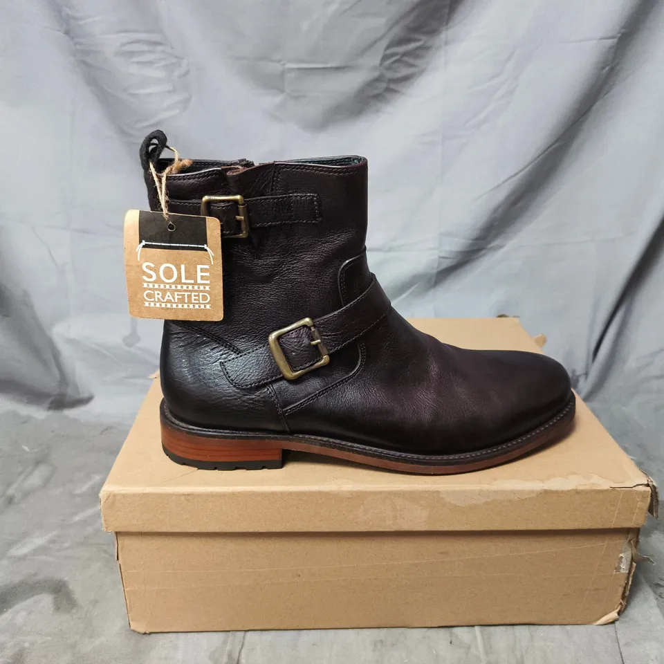 BOXED PAIR OF SOLE CRAFTED OILERBN BOOTS IN BROWN - SIZE 9