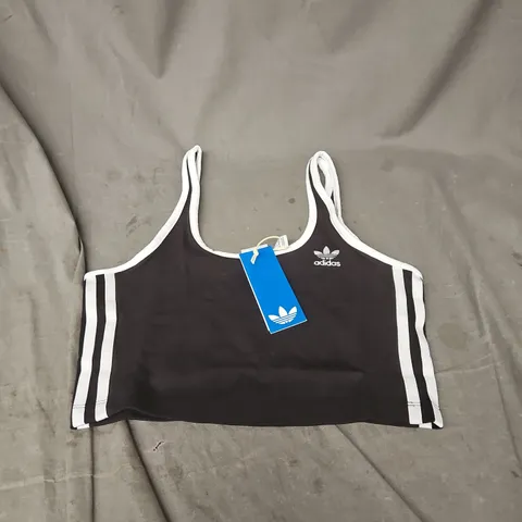 ADIDAS ORIGINALS 3 STRIPE BRA TOP – BLACK/WHITE – WOMEN'S SIZE S