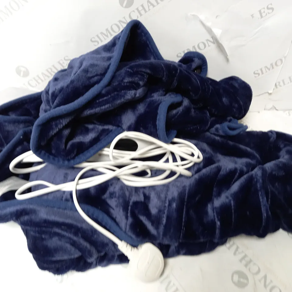 COZEE HOME HEATED PLUSH WEARABLE TV BLANKET IN NAVY