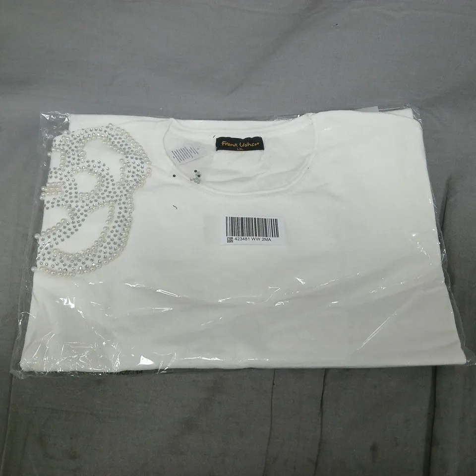 FRANK USHER WHITE EMBELLISHED TOP – LXL