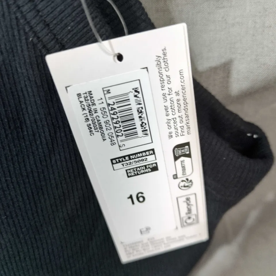 M&S SECRET SUPPORT HIGH NECK VEST, WOMEN'S TANK TOP, BLACK, UK 16