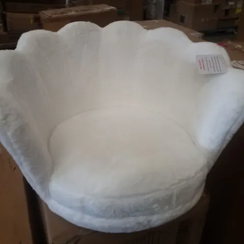 BOXED SHAGGY FAUX FUR OFFICE CHAIR - WHITE