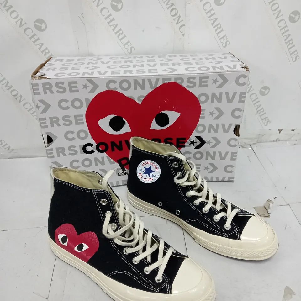 BOXED PAIR OF CONVERSE X COMME DES GARCONS CHUCK 70S CDG HI SIZE UK 10 