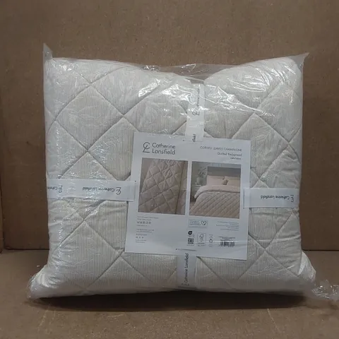 BAGGED CATHERINE LANSFIELD CORDED LEAVES CHAMPAGNE QUILTED BEDSPREAD - 240 x 260cm