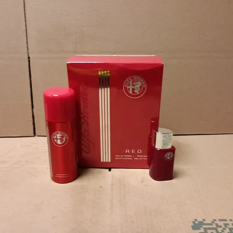BOXED ALFA ROMEO RED 2-PIECE SET 15ML EAU DE TOILETTE AND 150ML BODY SPRAY