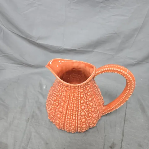 ORANGE TEXTURED CERAMIC PITCHER WITH DOTTED SURFACE