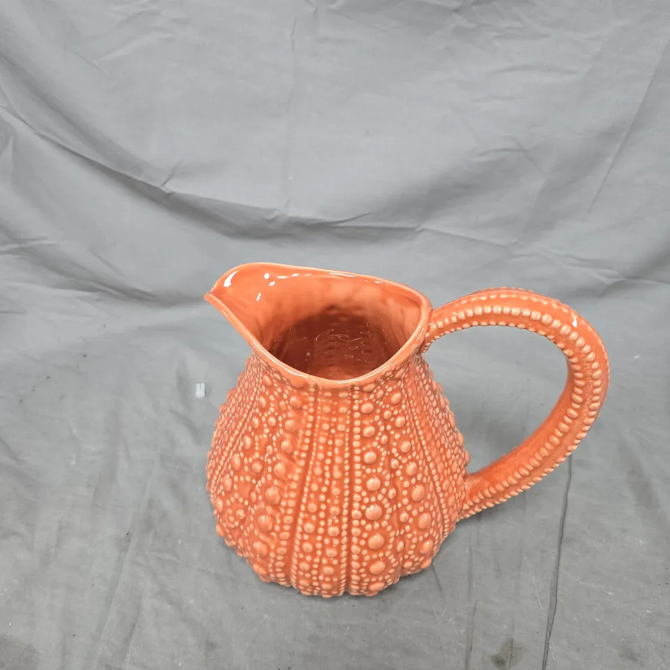 ORANGE TEXTURED CERAMIC PITCHER WITH DOTTED SURFACE