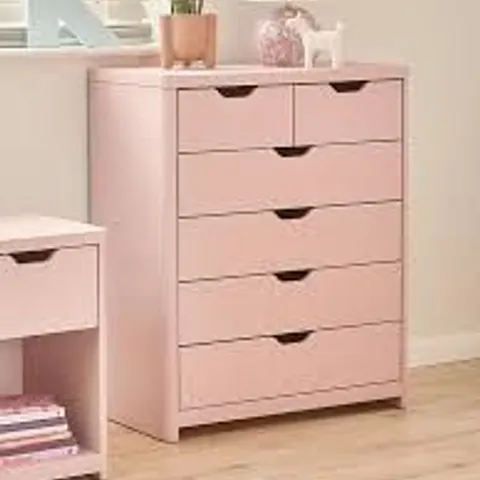 BOXED ASPEN 4 + 2 DRAWER CHEST - PINK (1 BOX)