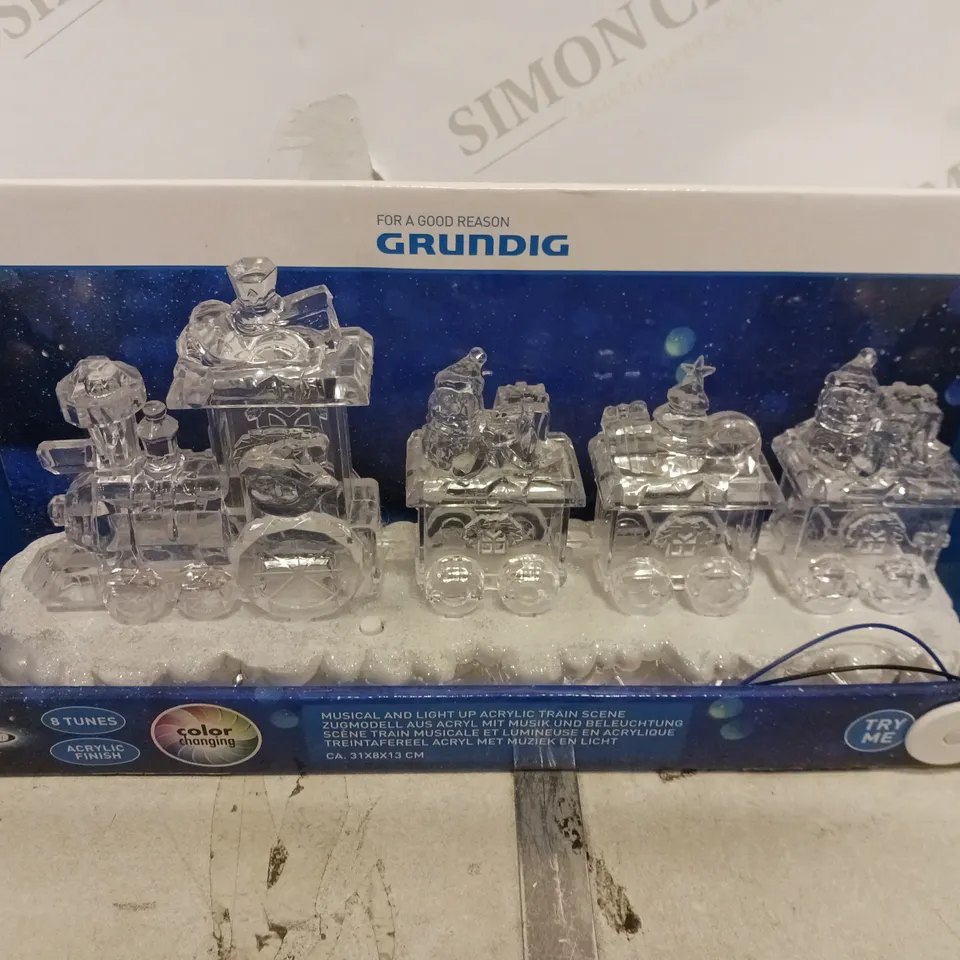 BOXED GRUNDIG MUSICAL & LIGHT UP ACRYLIC TRAIN SCENE 