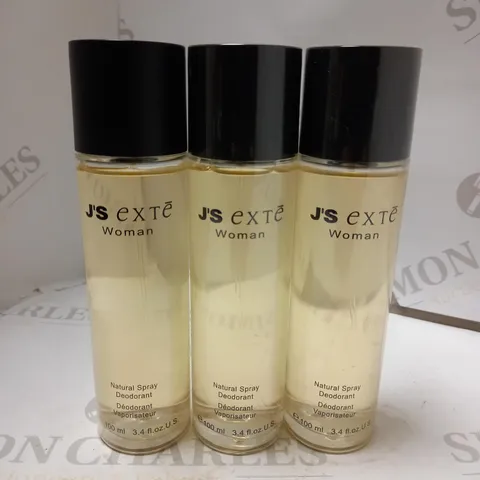 LOT OF 3 X 100ML J'S EXTE WOMAN DEODORANT NATURAL SPRAY