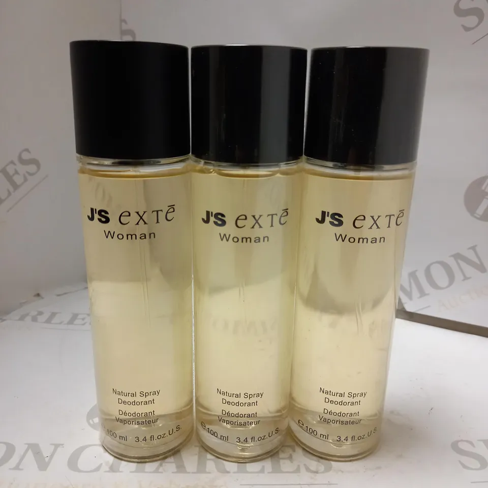 LOT OF 3 X 100ML J'S EXTE WOMAN DEODORANT NATURAL SPRAY